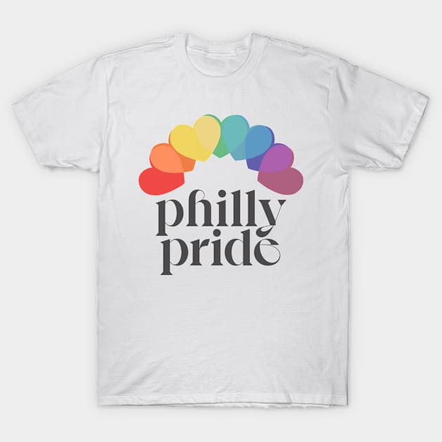 Philly Pride / Philadelphia Rainbow Typography Design T-Shirt by DankFutura